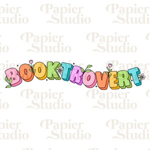 BOOKTROVERT PNG SVG, Bookish png, Book clipart, Designs for Stickers, Bookish Clipart, Bookmark design, Booklover illustration, Book png
