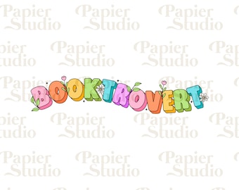 BOOKTROVERT PNG SVG, Bookish png, Book clipart, Designs for Stickers, Bookish Clipart, Bookmark design, Booklover illustration, Book png