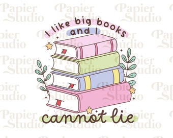 Jag gillar Big BOOKS PNG SVG, boklig png, boklig clipart, design för klistermärken, bokmärken, skjortor, muggar och nyckelringar, söt konstnärlig design