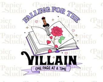 Falling For The VILLAIN PNG SVG, Bookish png, Enemies to lovers, Designs for Stickers, Bookish Clipart, Romantasy png, Dark romance design