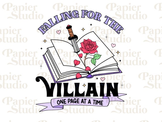 Falling For The VILLAIN PNG SVG, Bookish png, Enemies to lovers, Designs for Stickers, Bookish Clipart, Romantasy png, Dark romance design