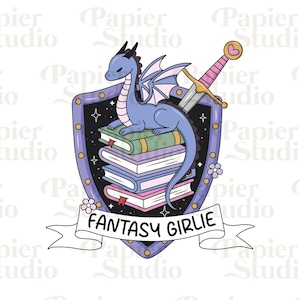 FANTASY Girlie PNG SVG, Trendy Bookish clipart, Cute Fantasy Fourth Wing Dragon png, Designs for Stickers, Artsy Commercial Use File Cut