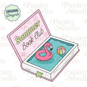 Summer Book Club PNG SVG, Cute Bookish clipart, Designs for Stickers, Booklover png, Commercial Use Cut, Trendy Aesthetic for Book Lovers