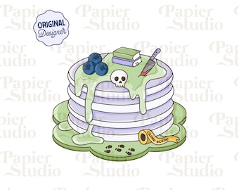 Thriller & True Crime Pancake PNG SVG, Cute Bookish clipart, Design for Stickers, Trendy Aesthetic for Book Lover, Commercial Use Cut File