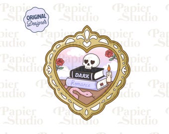 Dark Romance Frame PNG SVG, Cute Trendy Bookish Clipart, Kindle Sticker Design, Booklover Commercial Use File, Darkromance Book Lover Design