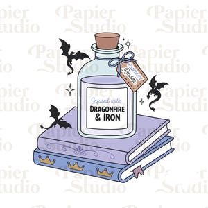 FANTASY Reader PNG SVG, Aesthetic Bookish clipart, Cute Fourth Wing Dragon png, Designs for Stickers, Trendy for Book Lovers Commercial Use