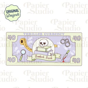 Thriller & True Crime Currency PNG SVG, Cute Bookish clipart, Design for Stickers, Trendy Aesthetic for Book Lover, Commercial Use Cut File
