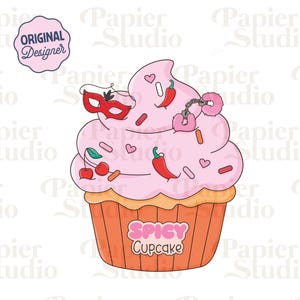Spicy Cupcake PNG SVG, Cute Bookish clipart, Design for Stickers, Spicy books png, Trendy Aesthetic for Book Lover, Commercial Use Design