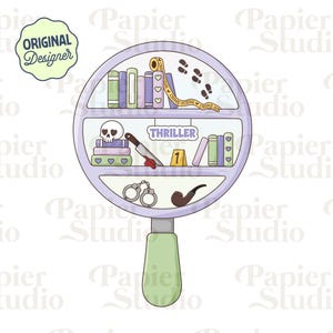 Thriller & True Crime Bookshelf PNG SVG, Cute Bookish clipart, Design for Stickers, Trendy Aesthetic for Book Lover, Commercial Use Cut File