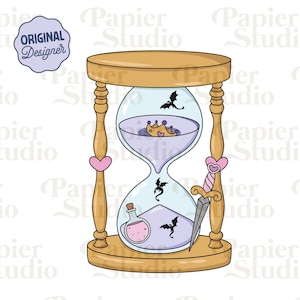 Dragon Books Hourglass PNG SVG, Bookish clipart, Cute Fourth Wing Dragon png, Designs for Stickers, Trendy for Book Lovers Commercial Use
