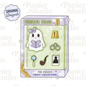Thriller & True Crime Ghoul PNG SVG, Cute Bookish clipart, Design for Stickers, Trendy Aesthetic for Book Lover, Commercial Use Cut File