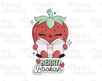 Berry BOOKISH PNG SVG, Cute Bookish clipart, Designs for Stickers, Booklover png, Commercial Use Cut File, Trendy Aesthetic for Book Lovers