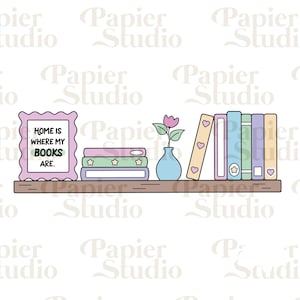 BOOKSHELF PNG SVG, Trendy Cute Bookish clipart, Designs for Stickers, Bookmark, Shirts & Mugs, Cute Aesthetic Commercial Use Cut File
