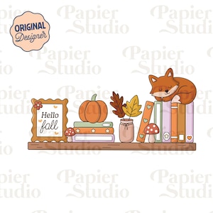 Cozy Bookshelf PNG SVG, Cute Fall Bookish Designs for Stickers, Booklover Clipart, Commercial Use Cut File, Trendy Autumnal for Book Lovers