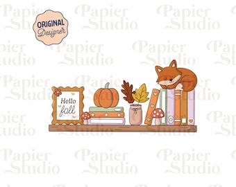 Cozy Bookshelf PNG SVG, Cute Fall Bookish Designs for Stickers, Booklover Clipart, Commercial Use Cut File, Trendy Autumnal for Book Lovers