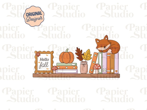 Cozy Bookshelf PNG SVG, Cute Fall Bookish Designs for Stickers, Booklover Clipart, Commercial Use Cut File, Trendy Autumnal for Book Lovers
