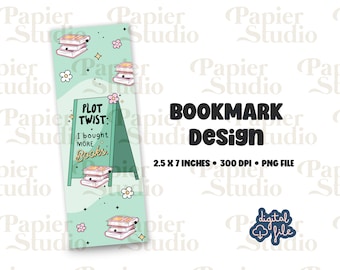 Bookish Plot Twist Bookmark Design, PNG File, Aesthetic printed bookmark, Cute Book mark, Printable bookmark for Commercial use