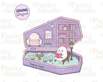 BOOKISH Ghoul PNG SVG, Cute Bookish clipart, Designs for Stickers, Booklover png, Commercial Use Cut File, Trendy Aesthetic for Book Lovers