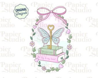 Coquett Bookish Floral FramePNG SVG, söt boklig clipart, design för klistermärken, bokälskare png, trendig kommersiell användning för bokälskare