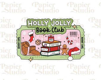 Holly Jolly BOOK Club PNG SVG, Bookish png, Bookish clipart, Designs for Stickers, Bookmarks, Libbey Cups & Keychains, Christmas clipart