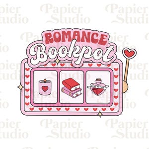 Romans Bookpot PNG SVG, słodkie modne romanse książkowe Clipart, projekt naklejki Kindle, komercyjne użycie pliku do cięcia Estetyka dla miłośników książek
