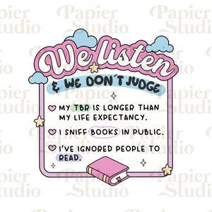 Funny BOOKISH PNG SVG, Trendy Cute Bookish clipart, Designs for Stickers, Bookmark, Shirts & Mugs, Cute Aesthetic Commercial Use Cut File