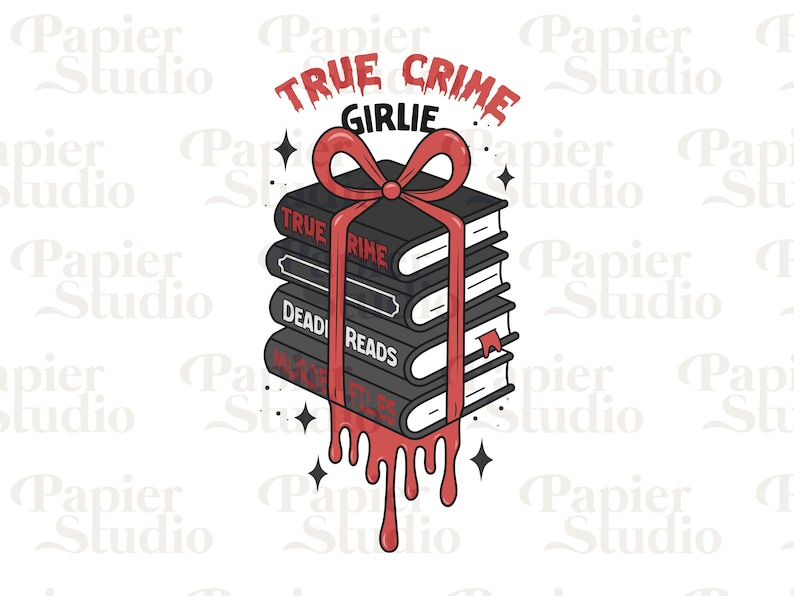 True Crime Girlie PNG SVG, Bookish clipart, Designs for Stickers, Trendy Aesthetic for Book Lovers, Commercial Use, True Crime png Designs image 1