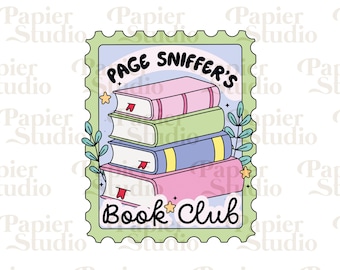 Page Sniffer BOOK Club PNG SVG, Trendy Cute Bookish clipart, Designs for Stickers, Bookmark, Shirts & Mugs, Artsy Aesthetic Commercial Use