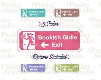 BOOKISH Girlie Exit PNG SVG, Trendy Cute Bookish clipart, Designs for Stickers, Bookmark, Shirts & Mugs, Artsy Aesthetic Commercial Use