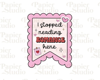 Dejé de leer romance aquí SVG PNG, diseños de marcadores magnéticos, imágenes prediseñadas de libros de moda, diseño para calcomanías, marcadores, uso comercial