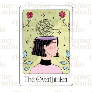 De Overthinker PNG SVG, Ontwerp voor TarotCard, Stickers, Libbey Cup, Tote Bags, Psychic, Cute sticker Design, Overgestimuleerd, Geestelijke gezondheid