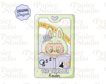 Thriller leesgrage tarotkaart trinket PNG SVG, schattige leesgrage clipart, ontwerpen voor sticker, boekenliefhebber png, commercieel gebruik, trendy voor boekenliefhebber