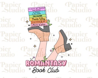 ROMANTASY PNG SVG, Bookish png, Bookish clipart, Diseños para pegatinas, Marcadores, Camisas, Tazas y llaveros Libbey, Bookish Clipart, Lectura svg