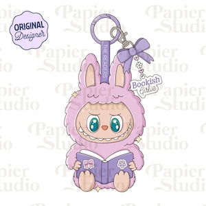 Bookish Trinket Doll PNG SVG, Cute Bookish clipart, Designs for Stickers, Booklover png, Commercial Use, Trendy Aesthetic for Book Lovers