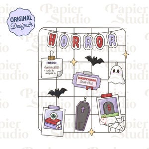 Horror Grid Panel PNG SVG, Bookish clipart, Designs for Stickers, Trendy Aesthetic for Book Lovers, Commercial Use Cut File, True Crime Png