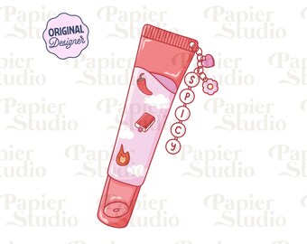 Spicy Lipgloss PNG SVG, Cute Bookish clipart, Designs for Stickers, Spicy books png, Trendy Aesthetic for Book Lovers, Commercial Use Png