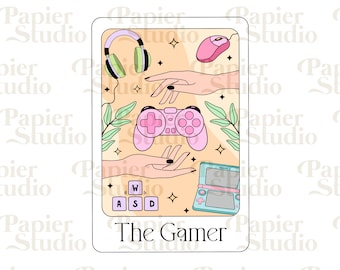 The Gamer PNG SVG, Design for TarotCard, Stickers, Libbey Cup, Tote Bags, Gaming Clipart, Cute sticker Design, Downloadable png, Gaming Art