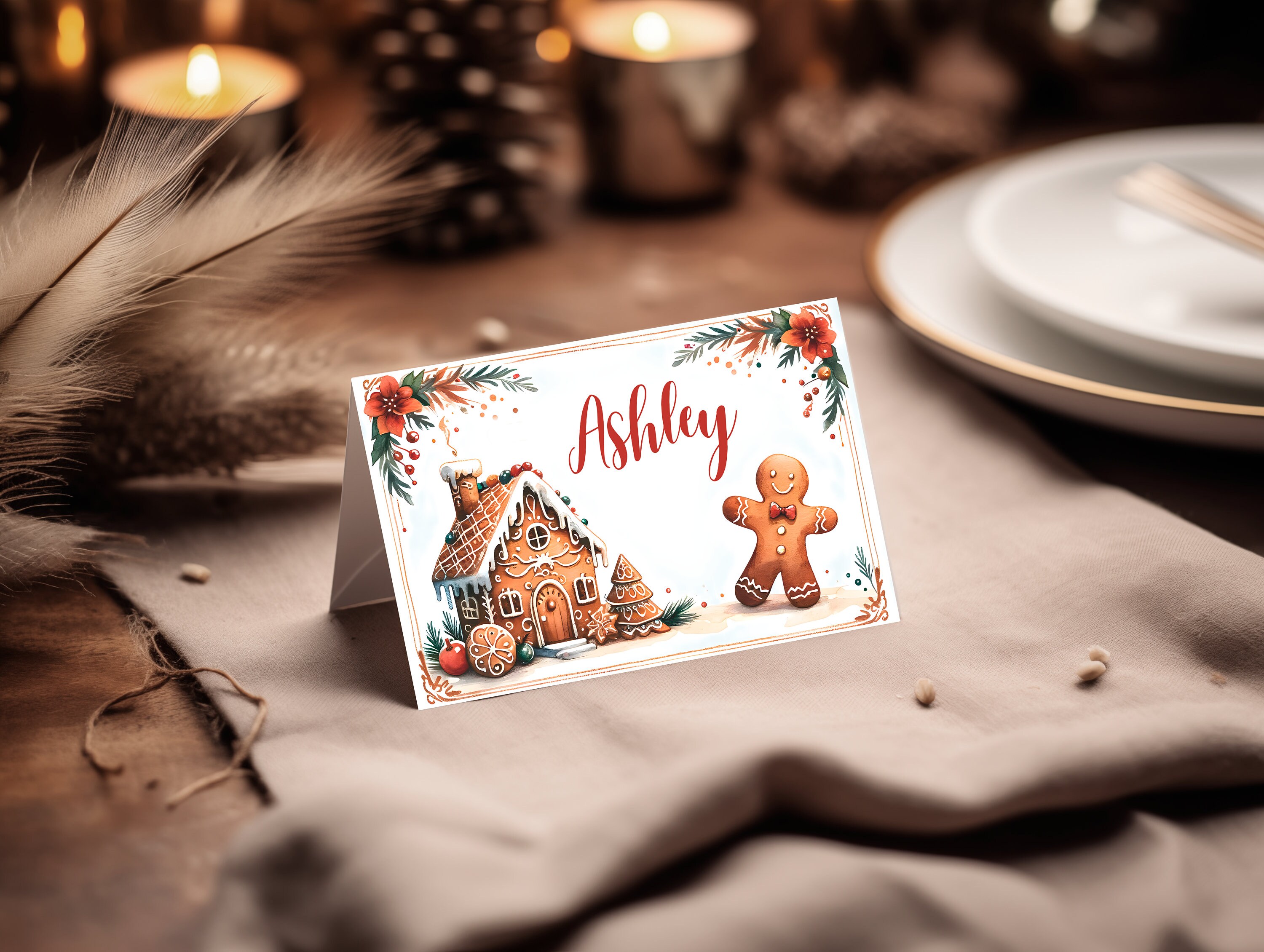 Christmas Name Cards, Christmas 2023, Name Place Card, Printable Name Card, Editable Name Tags