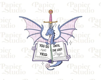 Sie geben nicht nach FANTASY PNG SVG, trendige Bücherwurm Clipart, süße Fantasy Vierter Flügel Drachen png, Designs für Aufkleber, künstlerische kommerzielle Nutzung