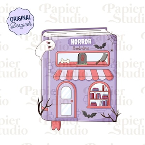Horror Bookstore PNG SVG, Bookish clipart, Designs for Stickers, Trendy Aesthetic for Book Lovers, Commercial Use Cut File, True Crime Png