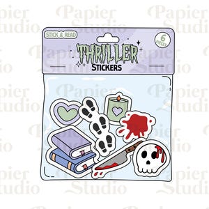 Thriller Stickers PNG SVG, Bookish clipart, Designs for Stickers, Trendy Aesthetic for Book Lovers, Commercial Use, True Crime png Designs