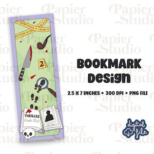 Thriller Book Club Bookmarks Design PNG, Trendy printed bookmark, Cute Bookish Book mark, Printable True Crime book marks for Commercial use