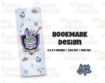 Fantasy Girlie Bookmark Design, Aesthetic printed bookmark, Fantasy Fourth Wing Dragon png Book mark, Printable bookmark for Commercial use