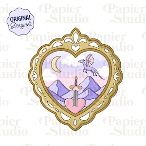 Romantasy Heart Frame PNG SVG, słodkie modne cliparty książkowe, projekt naklejki Kindle, plik do cięcia komercyjnego Booklover, Romantasy Book Lover