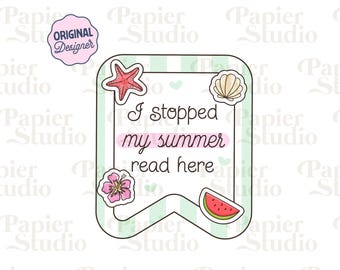 Dejé mi lectura de verano aquí SVG PNG, diseños de marcapáginas magnéticos, lindos y modernos clipart de libros, diseño para pegatinas y marcapáginas