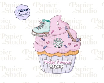 Hockey Romance Cupcake PNG SVG, Cute Trendy Bookish Clipart, Kindle Sticker Design, Booklover Commercial Use, Romance Book Lover Design