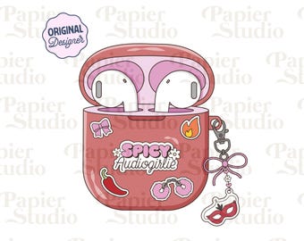 Spicy Audiobook Girlie PNG SVG, Trendy Bookish Clipart, Design for Stickers, Trendy Aesthetic for Book Lovers, Commercial Use Cut File