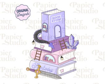 Fantasy Buchladen PNG SVG, Bücherwurm Clipart, niedlicher vierter Flügel Drachen png, Designs für Aufkleber, Trendy für Buchliebhaber Kommerzielle Nutzung Design