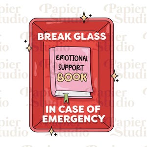 Emotional Support BOOK PNG SVG, Bookish png, Bookish clipart, Designs for Sticker, Bookmark, Shirt, Libbey Cup & Keychain, Cute Artsy Design