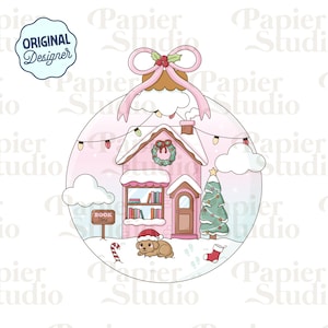 Bookish Christmas Bookstore PNG SVG, Cute Bookish Christmas clipart, Xmas Designs for Stickers, Commercial Use, Pink Coquette Christmas png